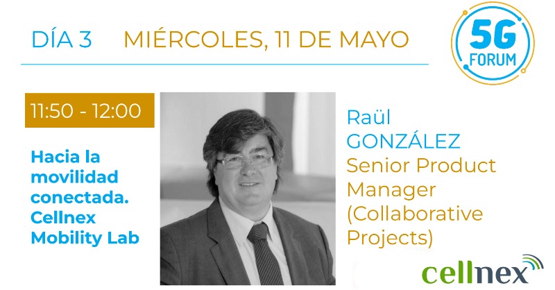 cellnextelecom's tweet photo. A las 11:50 dará comienzo la sesión de Raül González, Senior Product Manager de #Cellnex en el #5GForum 2022 sobre movilidad conectada 👉 https://t.co/tVfrsg8hdr

#MobilityLab #5G #SmartMobility