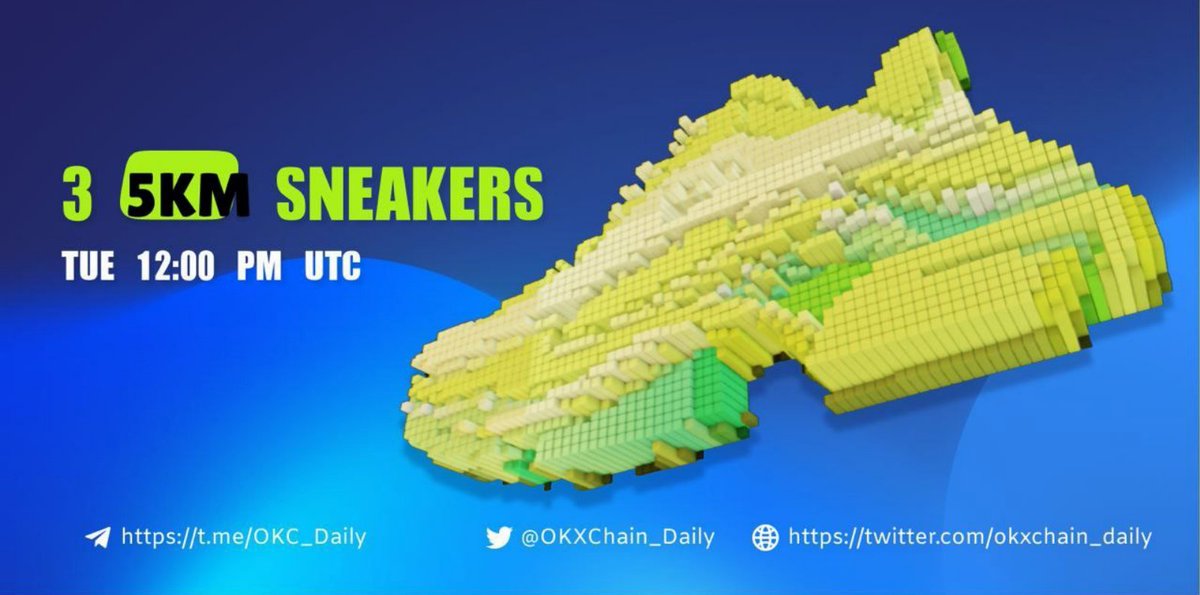 X1_Chain_Daily's tweet photo. 5月12日晚8点，#MoveToEarn 项目 5kmToday 将在OKC观察举办 #AMA 。活动期间送出价值300U的NFT奖励！ 

本推抽2人，每人空投价值300U的跑鞋👟NFT奖励，24h开奖：
1⃣关注 @5kmToday  和 @OKXChain_Daily
2⃣转评赞并@两人
3⃣加入电报：https://t.co/RB1KAAtr6O

#OKX #OKXChain #airdrop #giveaway https://t.co/kWZNRdEY7i