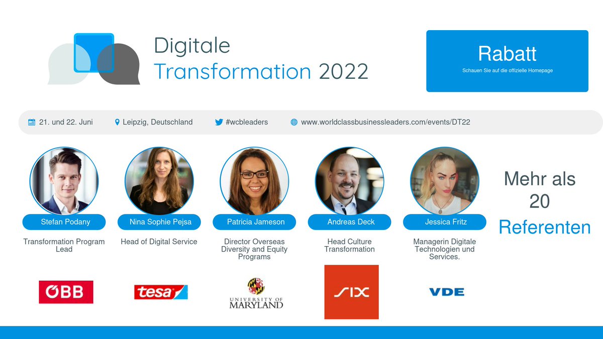AUSY_Germany's tweet photo. Am 21. und 22. Juni findet die Konferenz „Digitale Transformation 2022“ in Leipzig mit vielen spannenden Vorträgen statt 💡 Wir freuen uns, als Partner mit dabei zu sein! Mehr über das Event erfahren Sie hier:

▶ https://t.co/Hp5D6lPd7V

@wcbleaders #DigitaleTransformation https://t.co/GpVU6a3DlO