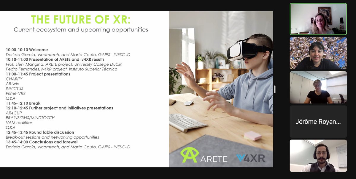 Beatriz Marín (@beatriz_marin1) on Twitter photo 🤓enjoying the IV4XR+ARETE workshop, a total of 9 European projects working on the future of XR technology <a href="/iv4xr/">Iv4XR H2020 project</a> 🤓enjoying the IV4XR+ARETE workshop, a total of 9 European projects working on the future of XR technology <a href="/iv4xr/">Iv4XR H2020 project</a>
