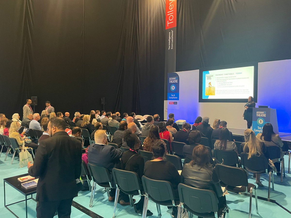 2020GroupUK's tweet photo. First 2020 speaker session with @sharonjcooke
discussing #tax payment timetables, picking up on #HMRCs 2021 call for evidence on timely payment and planned next steps!
#Accountex #2020Innovation https://t.co/D17D0ue60q
