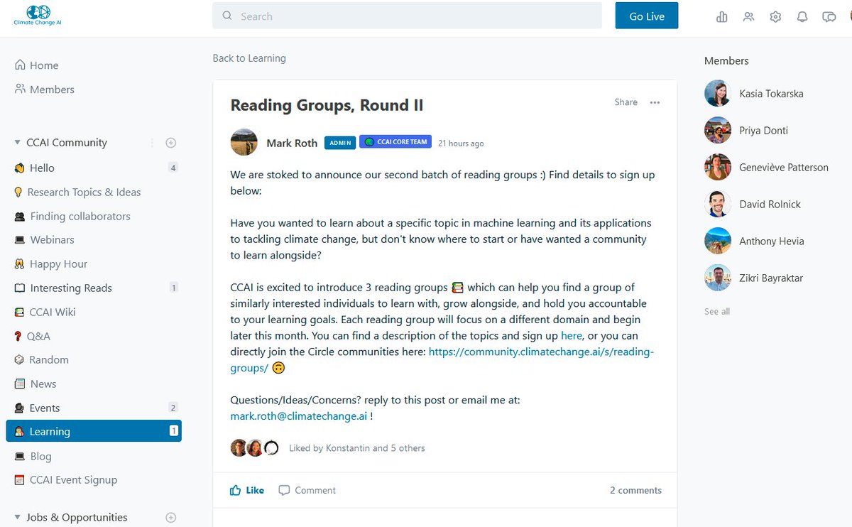 ClimateChangeAI's tweet photo. Join the @ClimateChangeAI reading groups!📚🤓 

We are starting our second round of reading groups soon and are looking for participants. You can learn more about the reading groups, their topics and how to sign up here: https://t.co/DAavbedTic https://t.co/XvgUHcfviB