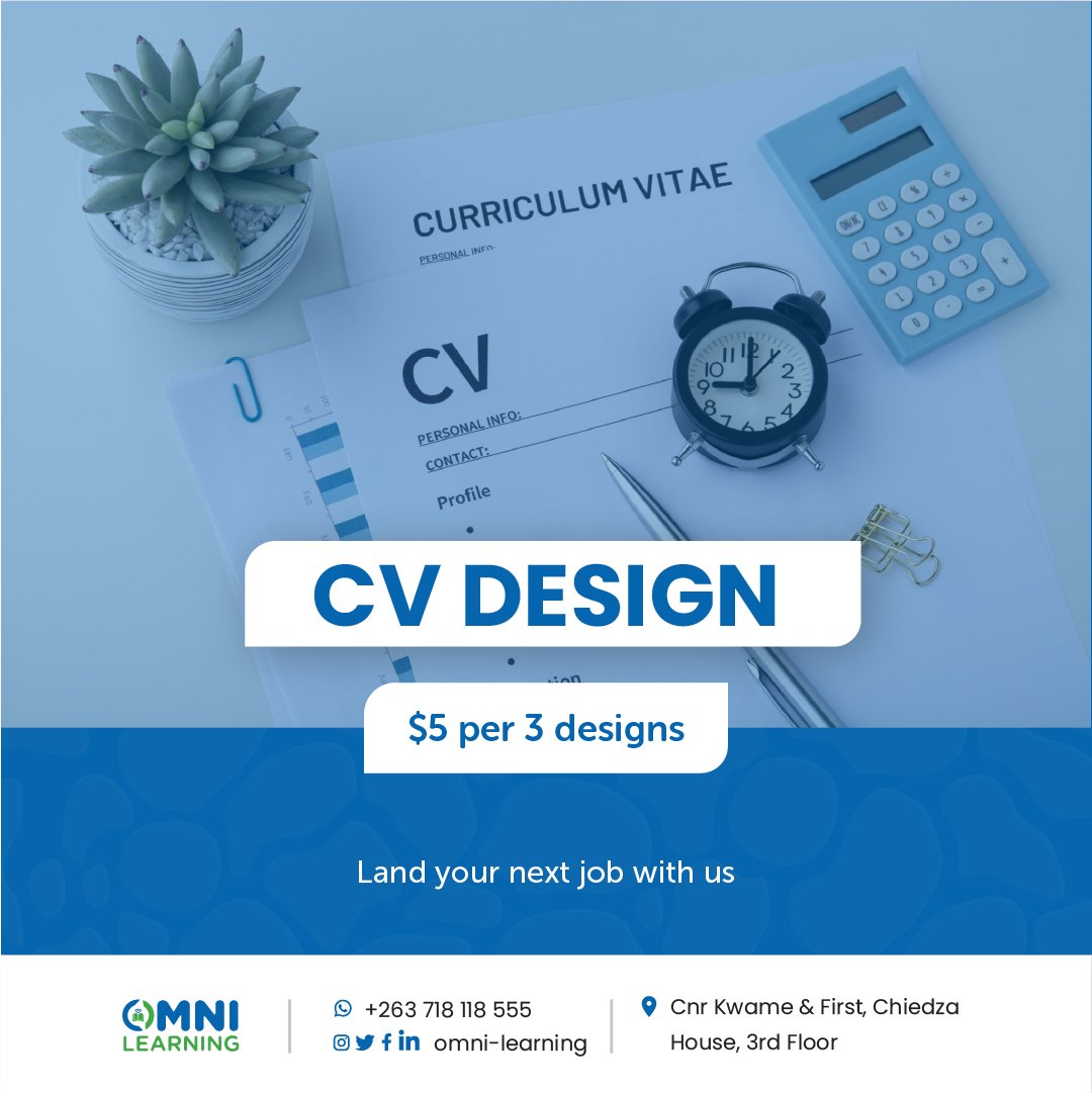OmniLearningInc's tweet photo. Ever wondered why you keep applying for jobs but you never get any responses?

These tips a meant to help you create a flawless Cv that will make sure you get noticed.

Or rather have us design your Cv for only $5 for 3 different designs. 

#Omnilearning
#Cvtips
#Cvdesigns https://t.co/JbMNTfAy9x