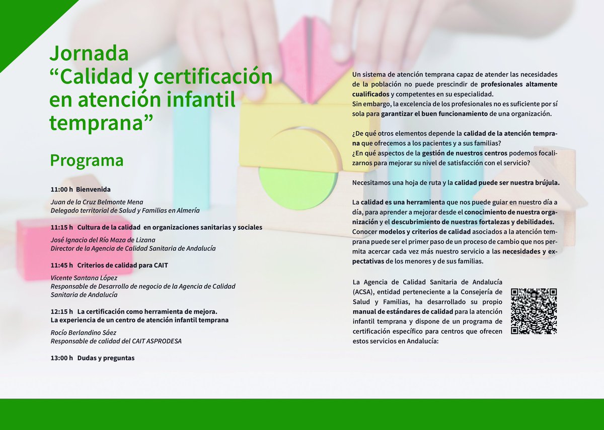Hoy en Almería hablamos de calidad y certificación en #AtenciónTemprana con equipos de 13 CAIT de la provincia de Almería
<a href="/juanbelmena/">Juan de la Cruz Belmonte Mena</a> <a href="/Asprodesa/">Asprodesa</a>