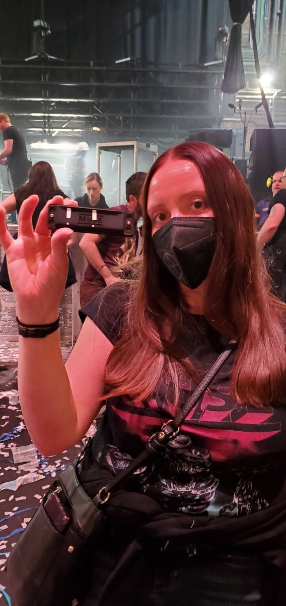 siberwolf's tweet photo. Night 2 at the Apollo! The setlist and harmonica weren't mine, just got to hold them for a sec 🥰 Thanks @museband for an absolutely incredible time! #museapollo #muse #muselive #wotp #setlist https://t.co/7tOwQcn5sG