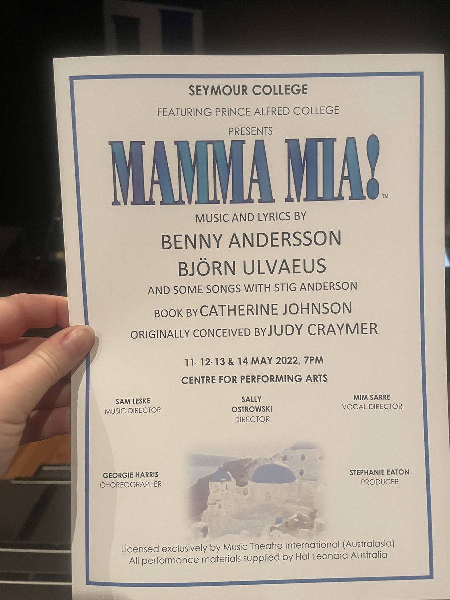 So excited for opening night of Mama Mia. 6 months of preparation for the Seymour College Girls and PAC boys. Thanks to all the amazing teachers and support staff that enable these experiences. Good luck and Chookas to my gorgeous girl Charlotte in her first musical