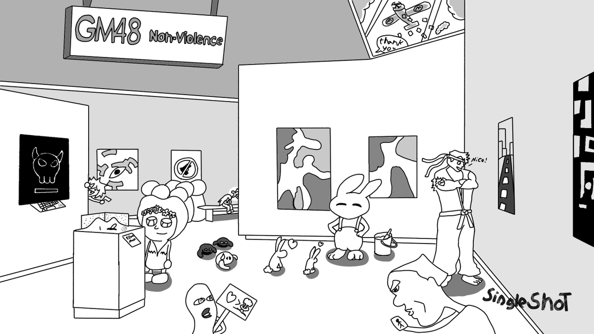 SingleShotGamer's tweet image. Drew a image for the final GM48 game Jam participants. all 15 games. gm48.net/results/42/non… #gm48 #gamejam