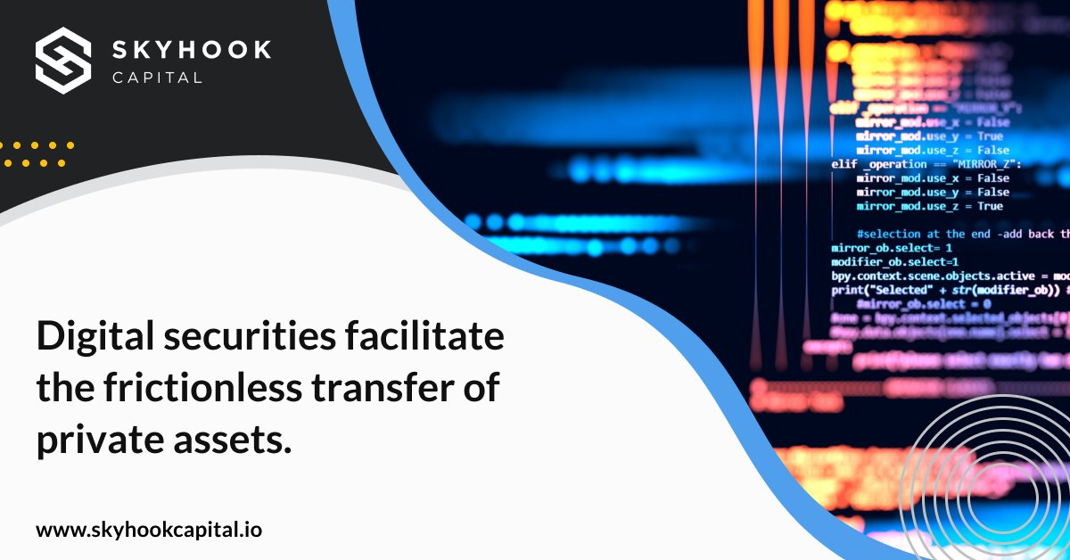 SkyhookCapital's tweet photo. Digital securities provide frictionless transfer of private market assets to greatly improve efficiency and liquidity to both issuers and investors.
 
https://t.co/gSWZejq0BC 
#digitalsecurities #digitalassets #digitalinvestment #DLT #investors #blockchain #fintech #assets https://t.co/Y1SOuqfo2O