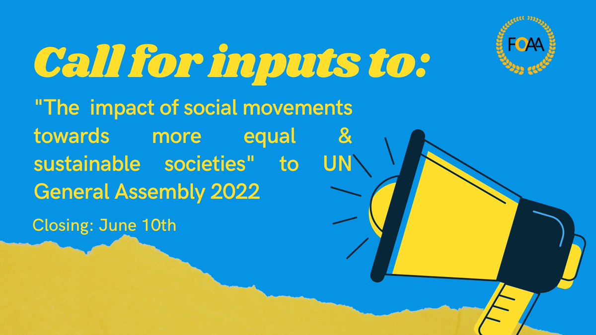 Share with me your perspectives & experiences on the role and contributions of #socialmovements to build back better policies & to achieve rights-based transformations. 
The report will be presented at the 2022 UNGA 
Deadline: 10/06
bit.ly/3N2V7C7
@DefendDefenders