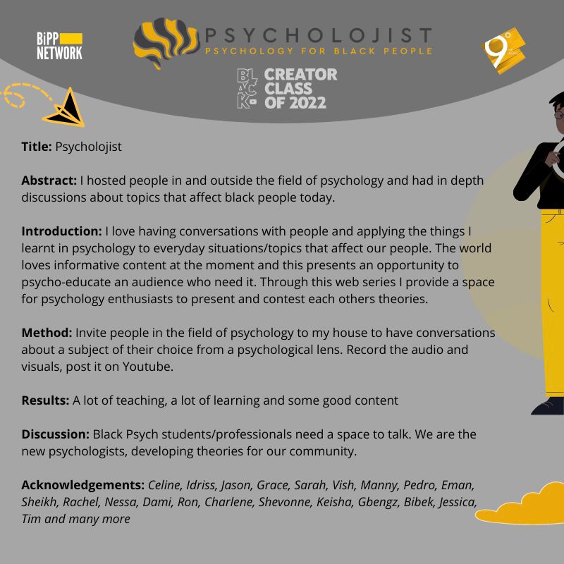 drsarahatayero's tweet photo. Incredible work from BiPP Director @Deji_Vu. The upcoming episodes sound so interesting ๐ค #BiPPNetwork #blackmentalhealth https://t.co/tmvvpFrRfw