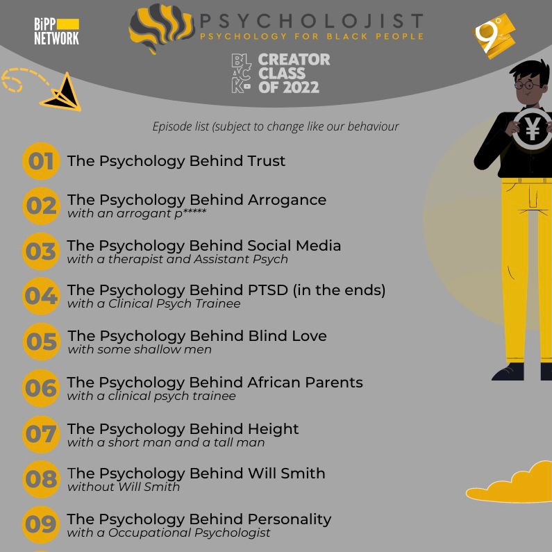 drsarahatayero's tweet photo. Incredible work from BiPP Director @Deji_Vu. The upcoming episodes sound so interesting ๐ค #BiPPNetwork #blackmentalhealth https://t.co/tmvvpFrRfw