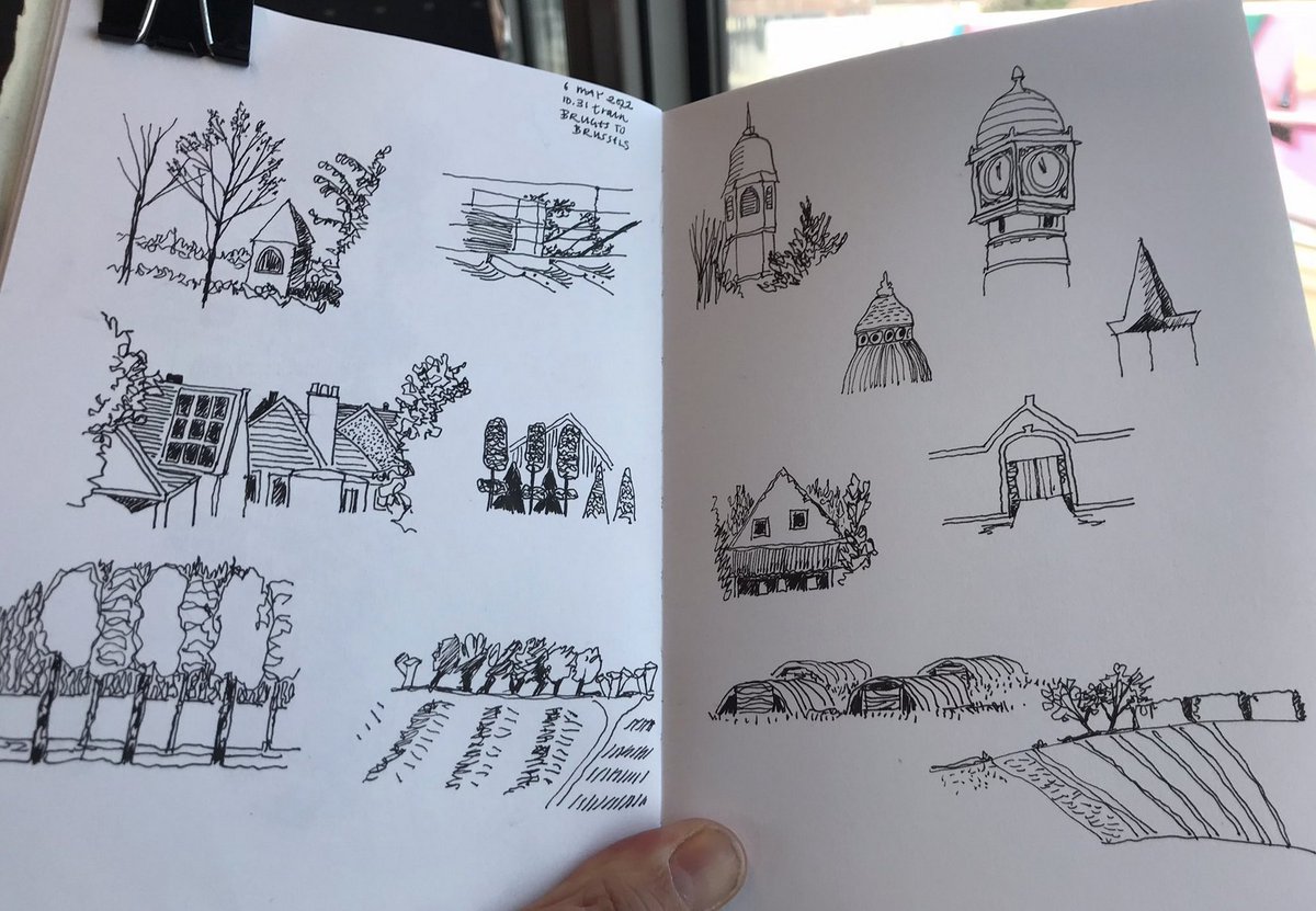 Drawinglives's tweet photo. Loving these sketchbook doodles from @JeanEd70 who is an artist & printmaker who draws everyday! This is drawing #3574 - glimpses from the train from Bruges to Brussels ✏️
This is our #drawingoftheweek ❤️ Tag @Drawinglives
to share your beautiful work with us👍 https://t.co/x0mvvyn9P7