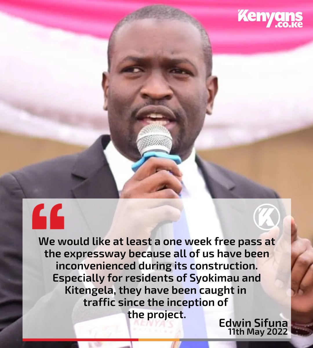 Kenyans's tweet photo. Edwin Sifuna requests  for a one week free pass at the Nairobi expressway. https://t.co/wb9tJKWYWi