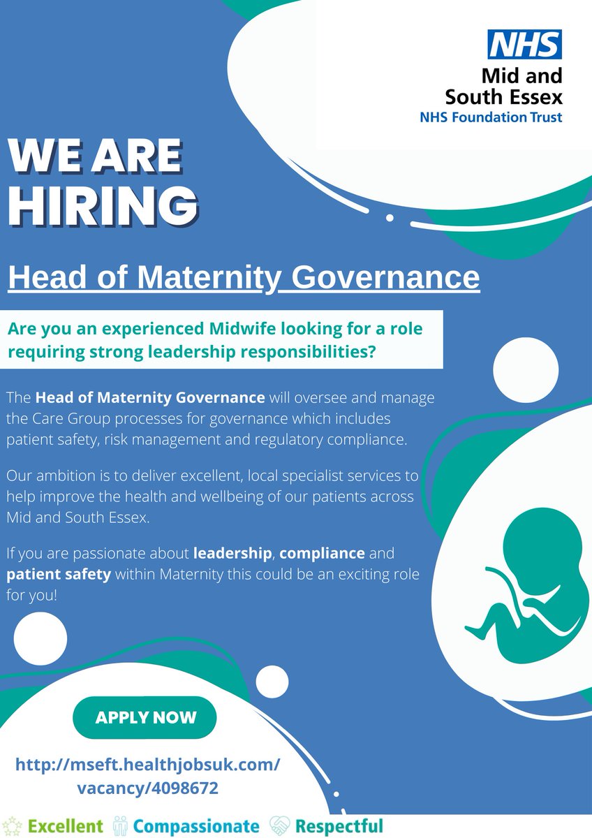 JoinMSEHospital's tweet photo. Are you an experienced midwife looking for a new challenge? Do you want to lead on improving patient experience &amp; wellbeing? 
 
We encourage you to explore our exciting new opportunity in Maternity at @MSEHospitals 

For more info or to apply please visit https://t.co/UB8JquyqQL https://t.co/OLBUqtpAYs