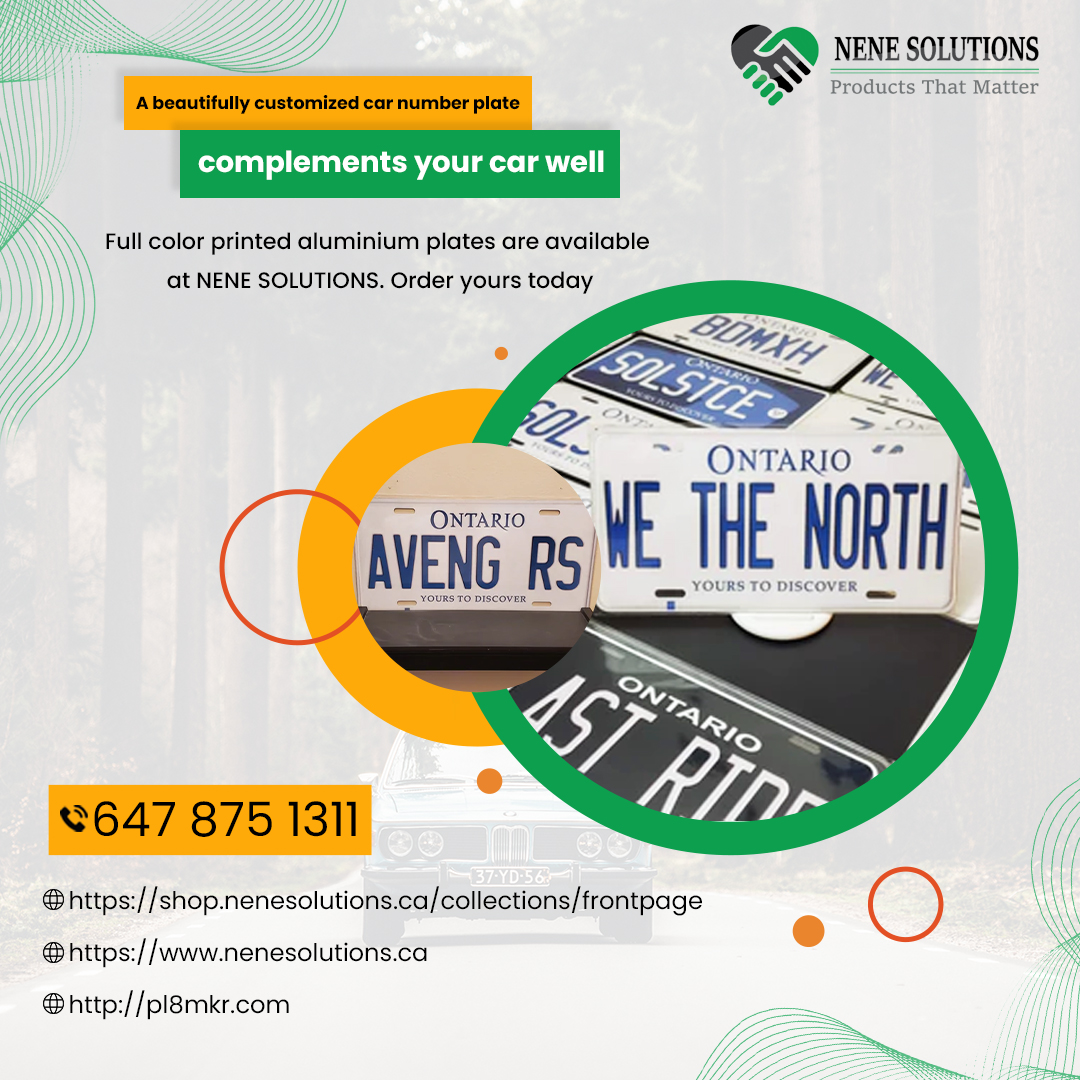 🌟 ^A beautifully customized car number plate complements your car well^ 🌟 

Full color printed aluminium plates are available at NENE SOLUTION 🚘

Order yours today ✅
shop.nenesolutions.ca/collections/fr…  
nenesolutions.ca  
pl8mkr.com   
647 875 1311

#Canada #Toronto