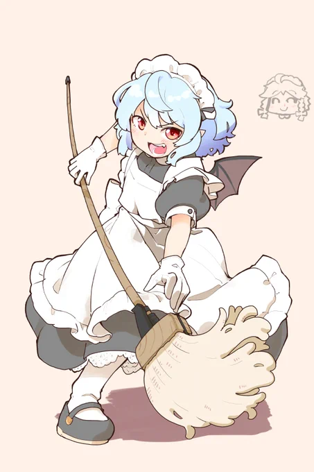 一日メイド体験をする恐るべき吸血鬼の絵。

多分備品めっちゃ壊す。 