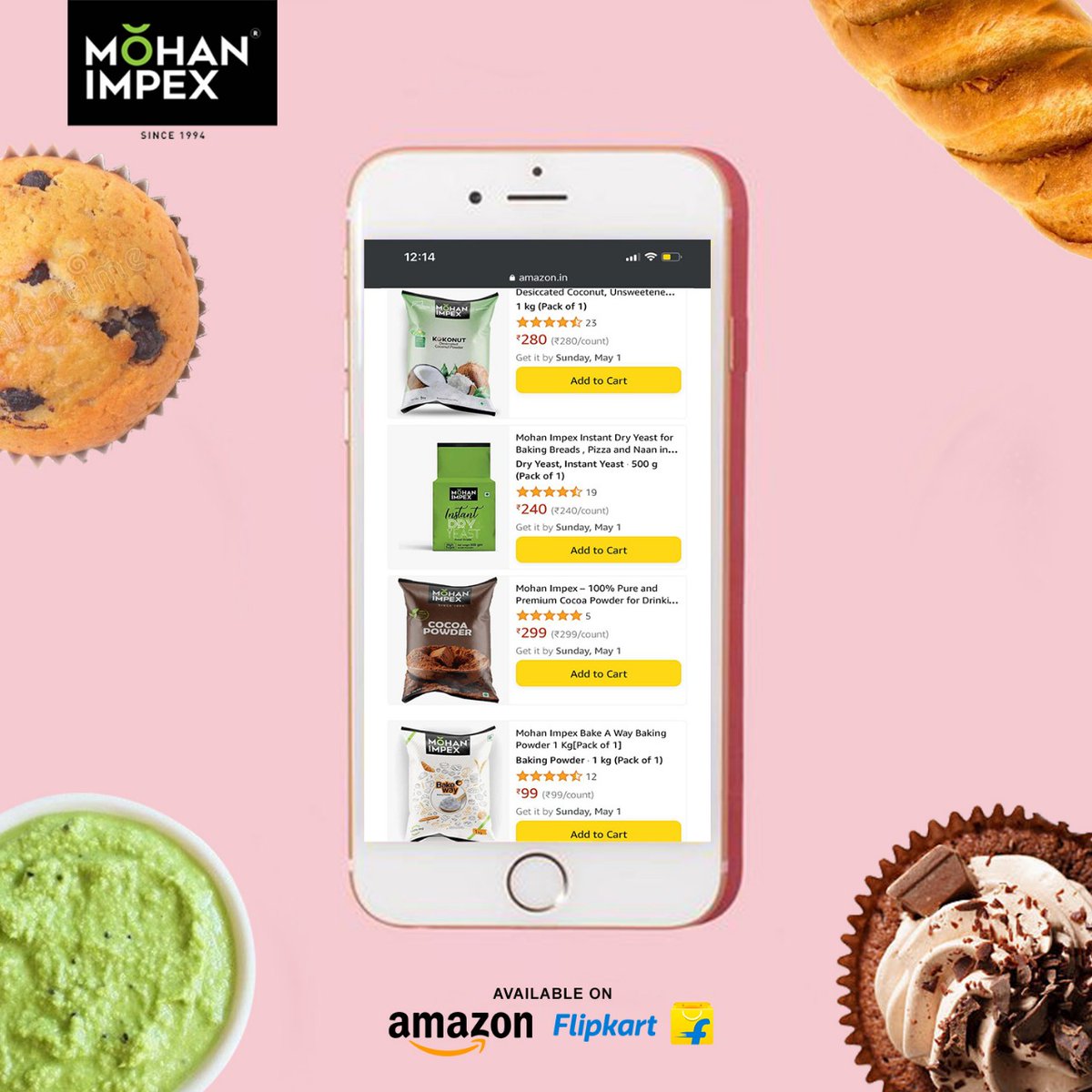MohanImpex's tweet photo. What are you adding to your cart today? 🛒
Shop your food essentials now on Amazon - https://t.co/a1z50OBqqC &amp; Flipkart - https://t.co/Du00m74eQk.
Or, visit our website https://t.co/lgMvk5UQQ3 to know more.
#mohanimpex #coconutpowder #vanillapowder #bakingpowder #cocoapowder https://t.co/sfQZxoxR0D