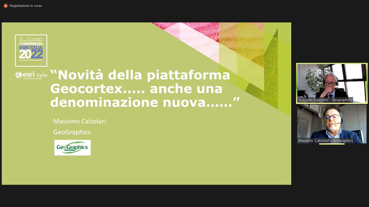 Esriitalia's tweet photo. #conesri2022 Sessione Sponsor: Novità della piattaforma #Geocortex: un nome nuovo #VertiGIS Studio #GeoGraphics con Massimo Calzolari #GIS #thescienceofwhere #Esriitalia https://t.co/Oh238i6UWW