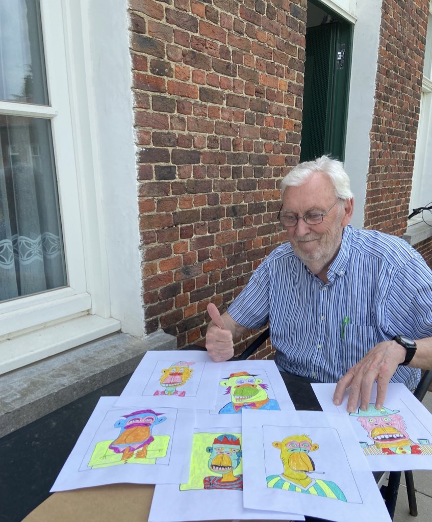 DrunkGrandpaNFT's tweet photo. THE WORD IS OUT📣
SUNDAY 22 MAY/13:00 CET, The day that my first 1/1 #NFT collection will be available on @opensea ❗️
Its a collection of 6 hand crafted ape #NFTs, dont sleep on it 👀
I have a lot more coming, LETSGOOO 🚀 https://t.co/c8XSDguqYb