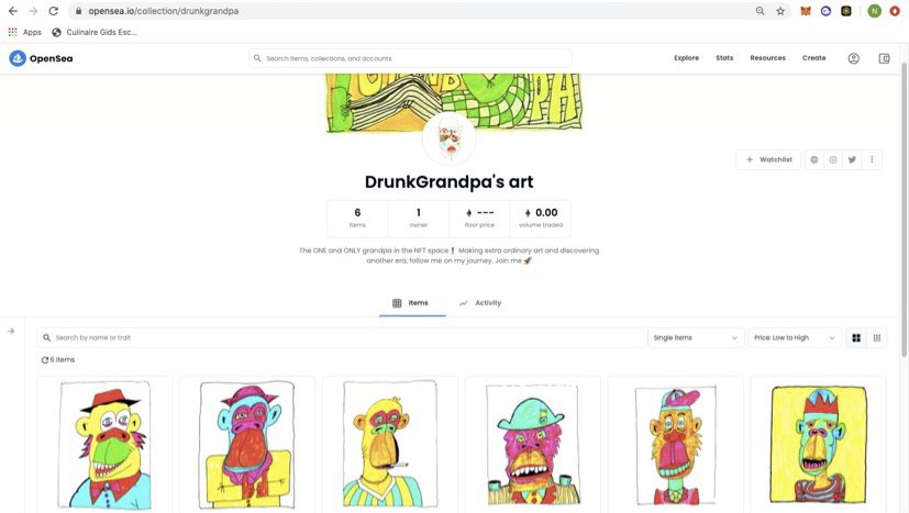 DrunkGrandpaNFT's tweet photo. THE WORD IS OUT📣
SUNDAY 22 MAY/13:00 CET, The day that my first 1/1 #NFT collection will be available on @opensea ❗️
Its a collection of 6 hand crafted ape #NFTs, dont sleep on it 👀
I have a lot more coming, LETSGOOO 🚀 https://t.co/c8XSDguqYb