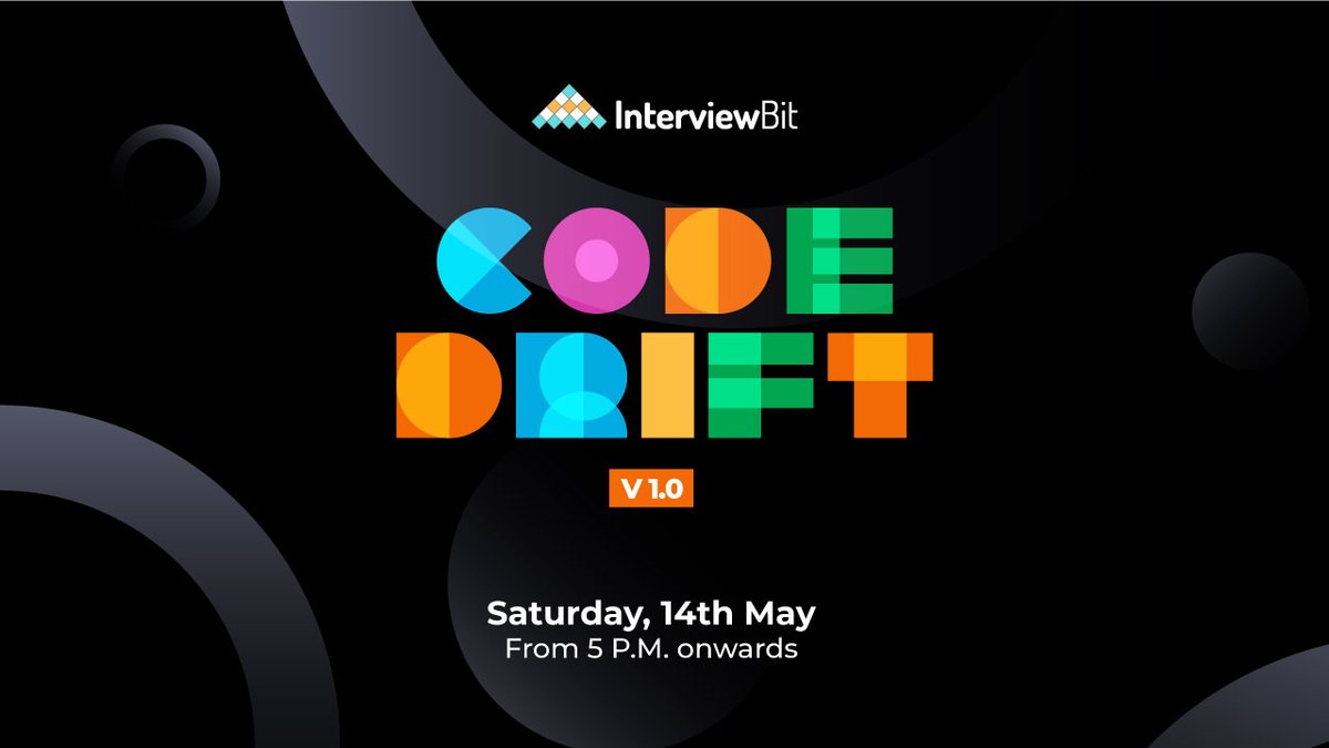 interview_bit's tweet image. The first edition of this month’s Code Drift is here. Solve 5 algorithmic programming problems of varying difficulty in under 150 mins and win amazing prizes.

Registration link:  bit.ly/3srdGbc

#CodeDrift #CodingChallenge #Python #Programmers #algorithms