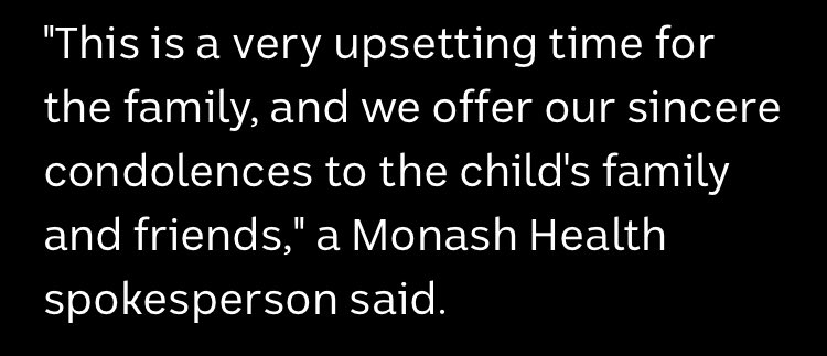 lwebb10's tweet photo. @MonashHealth @Monash_SPHPM @MonashIndia -So in the public statement , it is not an upsetting time for staff at the hospital ? Only the family ?  ie - no solidarity or shared grief with staff ? Just another body bag ? https://t.co/X2uiBNenlI