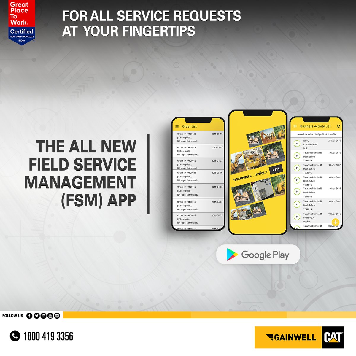 gainwellcat's tweet image. The All-New FSM App: For all service requests at your fingertips.
Visit bit.ly/33a97o0 from your mobile to download FSM or call us on toll free no. 18004193356 to know more.
#GainwellCAT #FSMApp #EServe