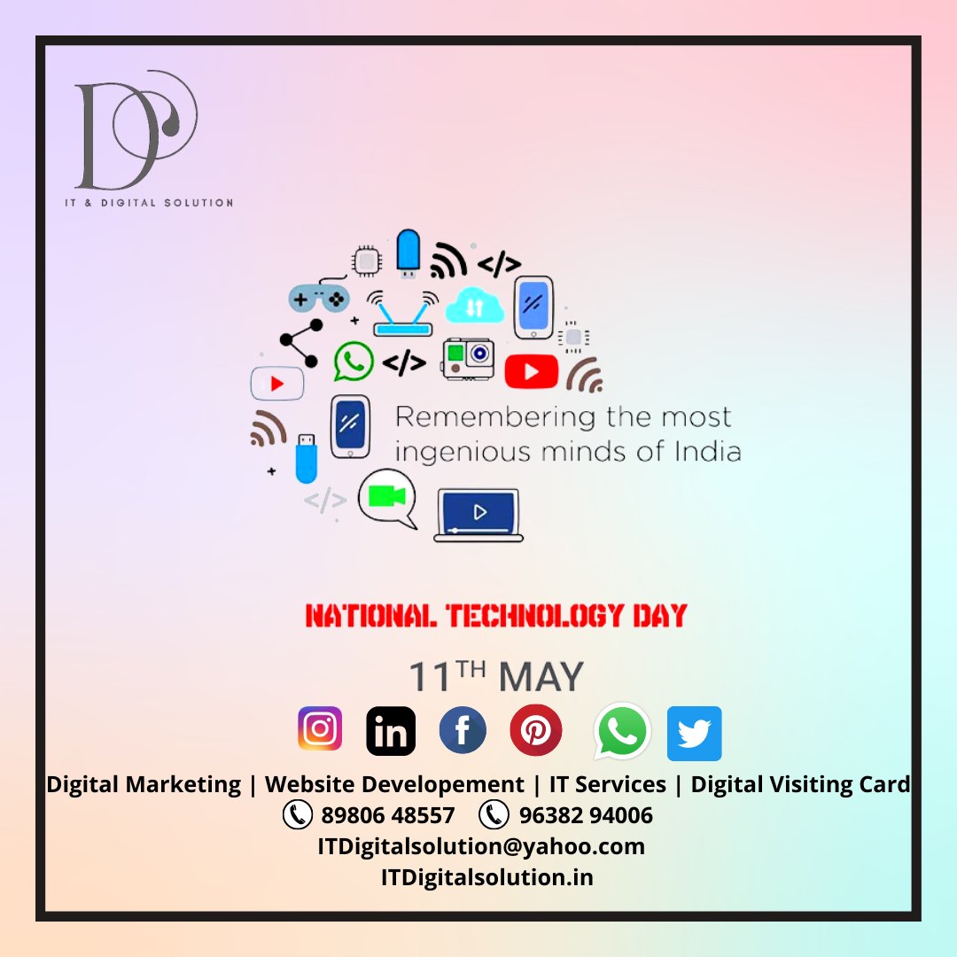 ITDigitalSolut1's tweet photo. Remembering the date of Successful Pokhran Nuclear tests done in 1998, National technology day is celebrated on the 11th of May.
#nationaltechnologyday #itdigitalsolution #itdigital #odisha #digitalmarketing #digitalsolution https://t.co/QQh1uuttRY
