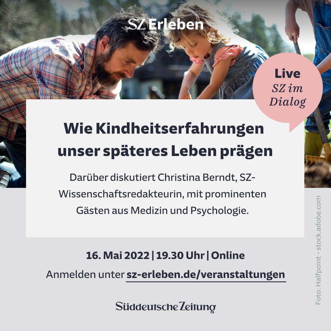 SZ's tweet photo. Am 16. Mai diskutiert @ChristinaBerndt bei #SZimDialog u.a. mit dem Bestseller-Autor Herbert Renz-Polster über das Thema "Das Kind in uns. Wie Kindheitserfahrungen unser späteres Leben prägen". Melden Sie sich jetzt für die Veranstaltung an: https://t.co/7xqN7XRUZ9 https://t.co/DKxaeaFZ1Y