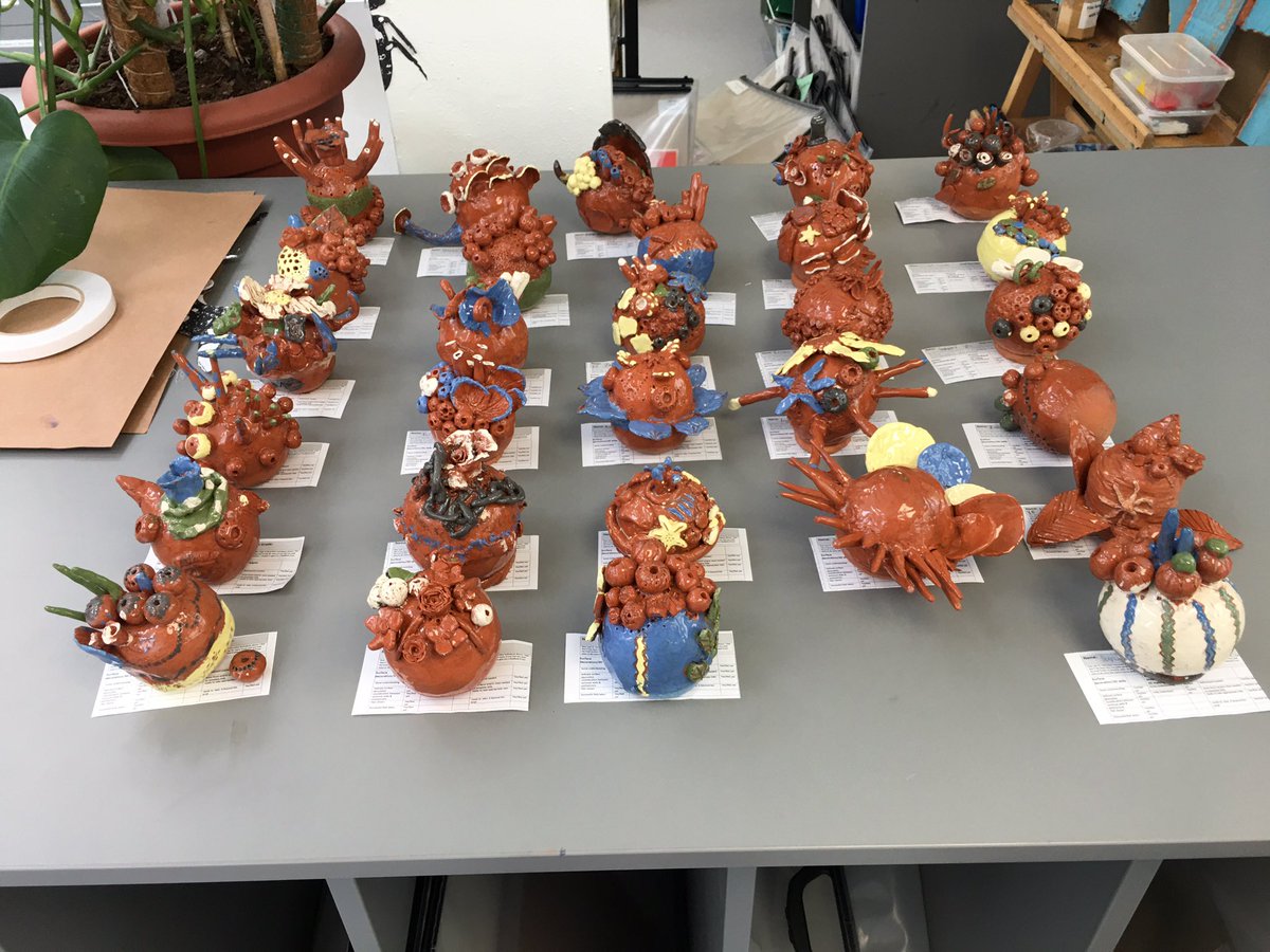 Year 8 orbs finally out of the kiln completed; definitely the best year in terms of creativity, making and very little breakage.