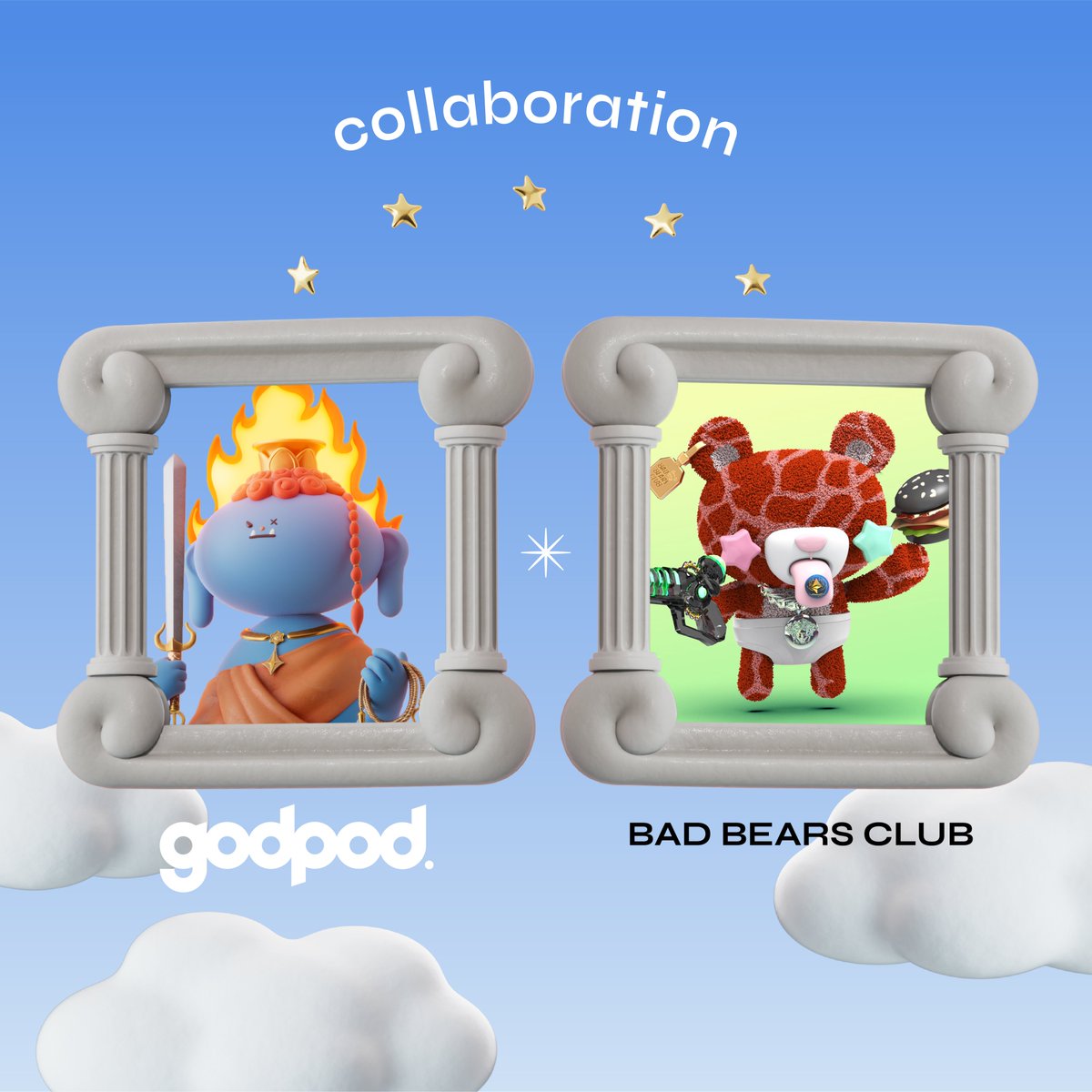 godpod_official's tweet photo. ⚡️godpod x **BAD BΞARS CLUB COLLAB**🐻

We are partnering up to GIVEAWAY 10 WL

** Enter**
1️⃣ Join their Discord: 
https://t.co/bJFEiwBoAW
2️⃣ Follow @godpod_official +@BadbearsclubNFT 
3️⃣ ❤️+RT

#NFTGiveaway #collabs #Nfts https://t.co/3gc8GLzx2m