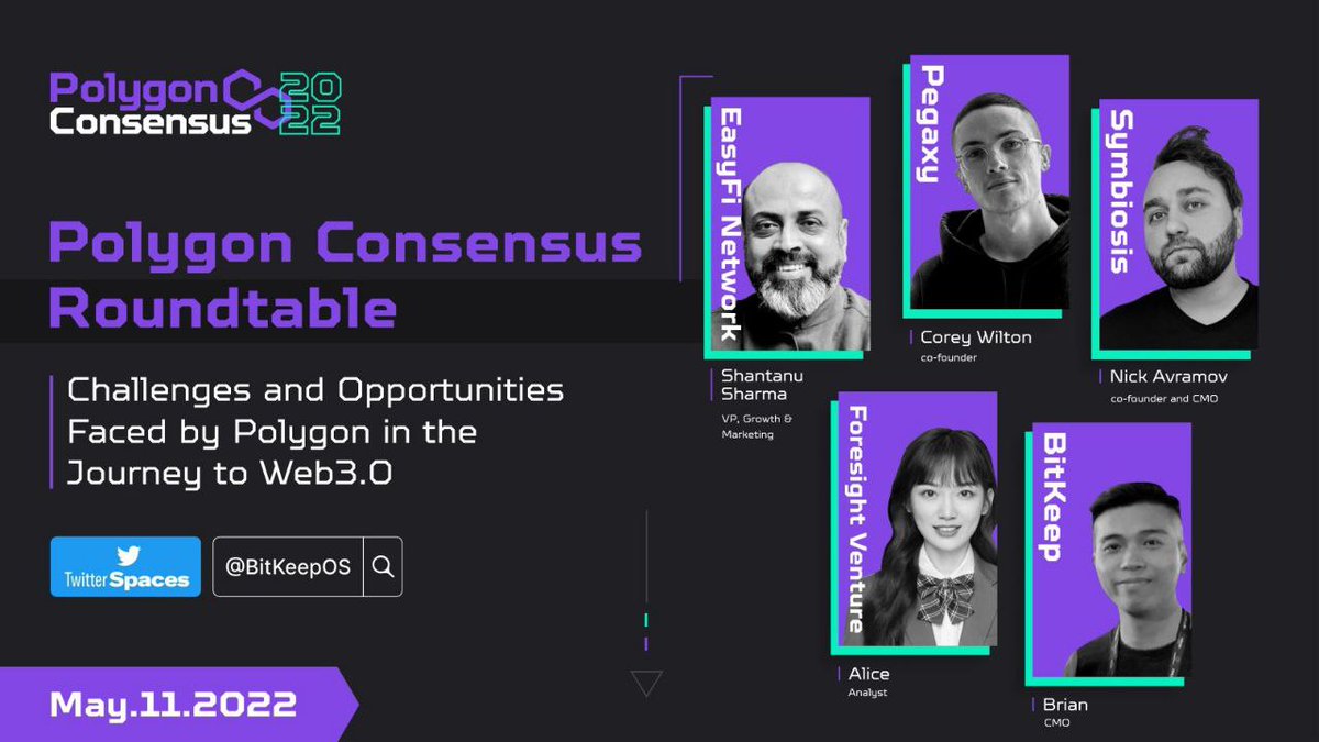 diamondnfthunt's tweet photo. #PolygonConsensus Roundtable is here!🔥

📅May 11 2022 at 24:00 (UTC+8)

👉Please set a reminder and don't miss it: https://t.co/whDTsfXL3S 

✅Don't forget to follow the BitKeep's channel for event notifications &amp; updates: https://t.co/nIvAVoRMq0 https://t.co/YPug6iiKdJ