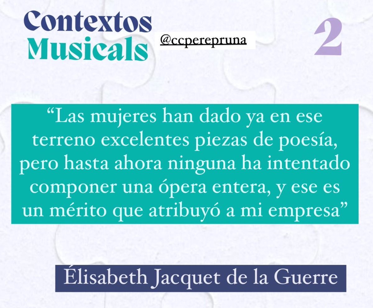 Esta tarde en el <a href="/cc_PerePruna/">Centre Cívic Pere Pruna</a>, segunda sesión del curso #ContextosMusicales. 

🧩Descubriremos todas las fichas del puzzle del barroco, o por lo menos alguna pieza más de las que ya conocemos.🧩