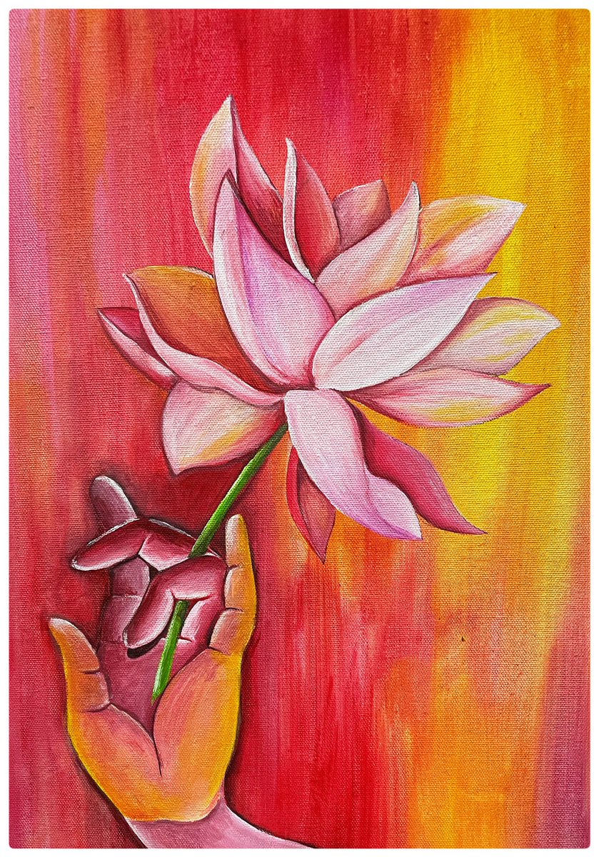 AnBanerjee29's tweet photo. Sharing my latest artwork featuring Devi Durga’s hand with lotus. It stands for awakening of spiritual consciousness in a soul. #acrylicpainting #meditation #salvation #feelingblessed https://t.co/5XYCYDhot6