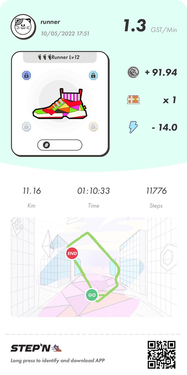bnBeth_solvax's tweet photo. I made $1119.60 from running today. 👟❤️🙏🏼

14 Energy⚡️= 70 minutes⏱
Earnings💰: 91.94 GST = $1344.16 USD
Repairs🛠: 15.36 GST = $244.56 USD

Thank you🙏🏼@stepnofficial‼️

#StepN $GST $GMT $SOL $BNB #MoveToEarn #cryptocurrency #NFT #RunToRetirement #HealthAndWealth https://t.co/RHEkoYXxs9