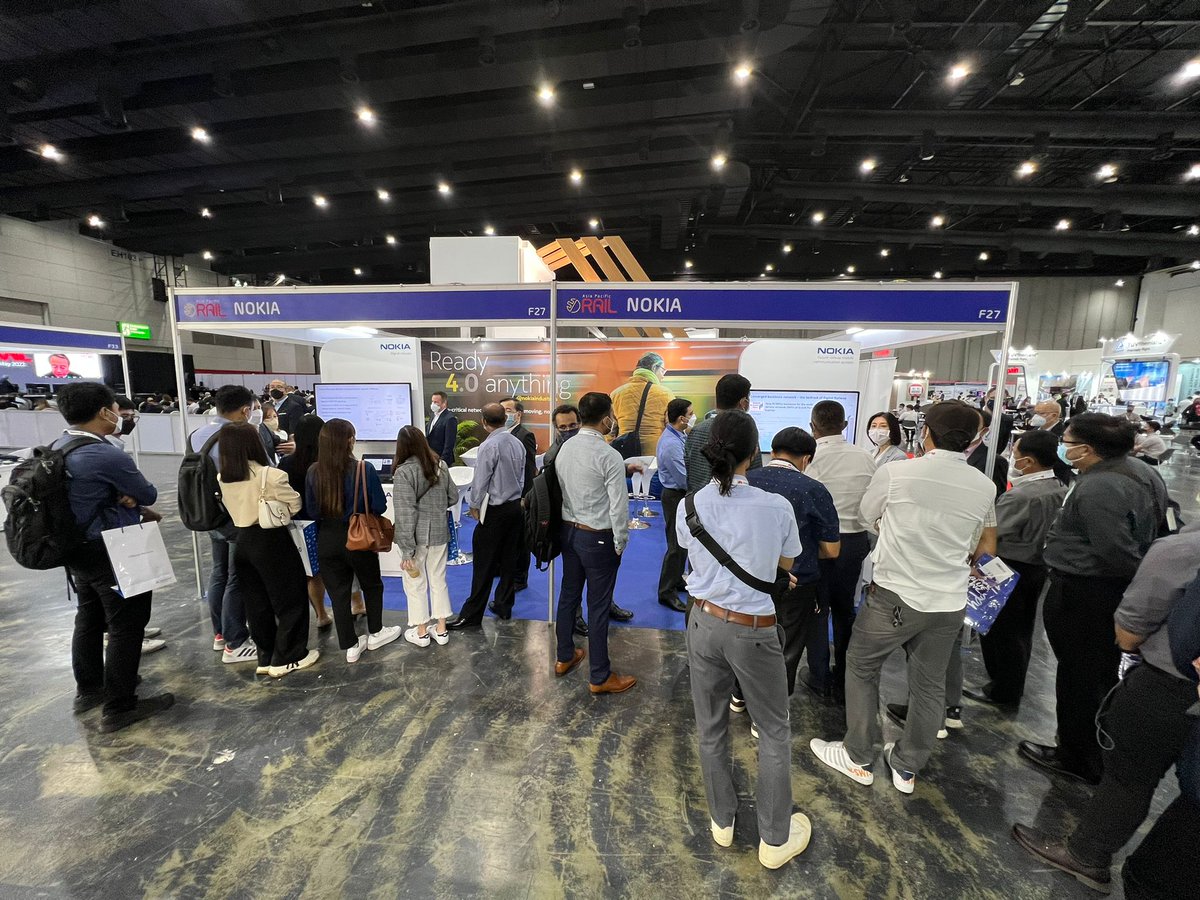 LenitaSandell's tweet photo. The railway event, APAC Rail, in Bangkok has started! 

Meet with Nokia at the show, booth nr F27 and learn how to accelerate your journey to a digital future.

#aprail #railevents #asiarail @nokiaindustries #noboundaries https://t.co/tly0NH8PhA