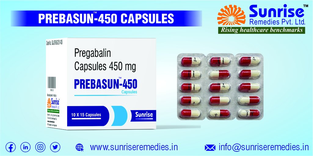 sunriserem's tweet photo. Prebasun Contains Pregabalin Capsules 450 Mg is a big name in the pharmaceutical world. Manufacturer From Sunrise Remedies Pvt. Ltd.

Read More: https://t.co/robZbMMaPl

#Prebasun #PregabalinCapsules #Pregabalin #Pharmaceutical #Manufacturer #Manufacturing #Export #Sunrise https://t.co/hWX8PAyG7T