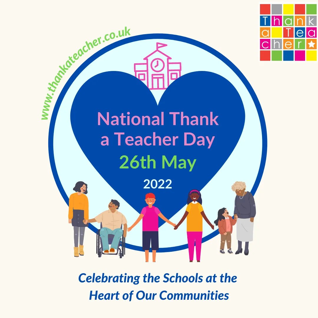 It’s #ThankATeacherDay on 26 May. Let’s celebrate our fantastic teachers! Download free lesson and assembly plans at thankateacher.co.uk