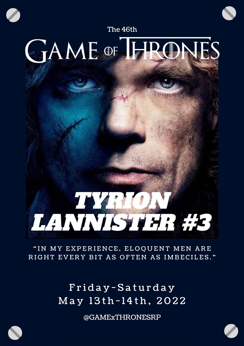 GAMExTHRONESRP's tweet photo. 46th Game of Thrones

❝Tyrion Lannister #3❞ https://t.co/tUvOEPj1KP
