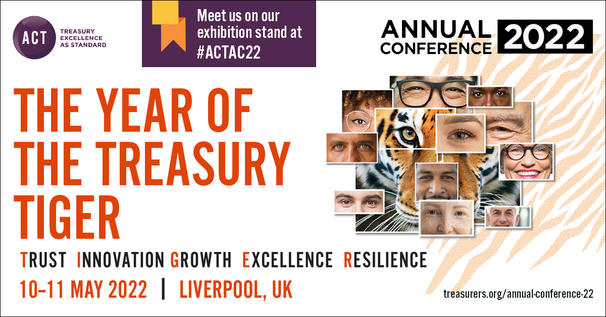 Coupa's tweet photo. Come and meet the @Barclays and Coupa teams on the stand at the Association of Corporate Treasurers Annual (ACT) Conference today 10-11 May, in Liverpool, UK. Hear from expert speakers, and embrace the year of the #treasury tiger. #ACTAC22 #coupapay https://t.co/59QjMQ1AUQ https://t.co/ts2Pzgn8dB