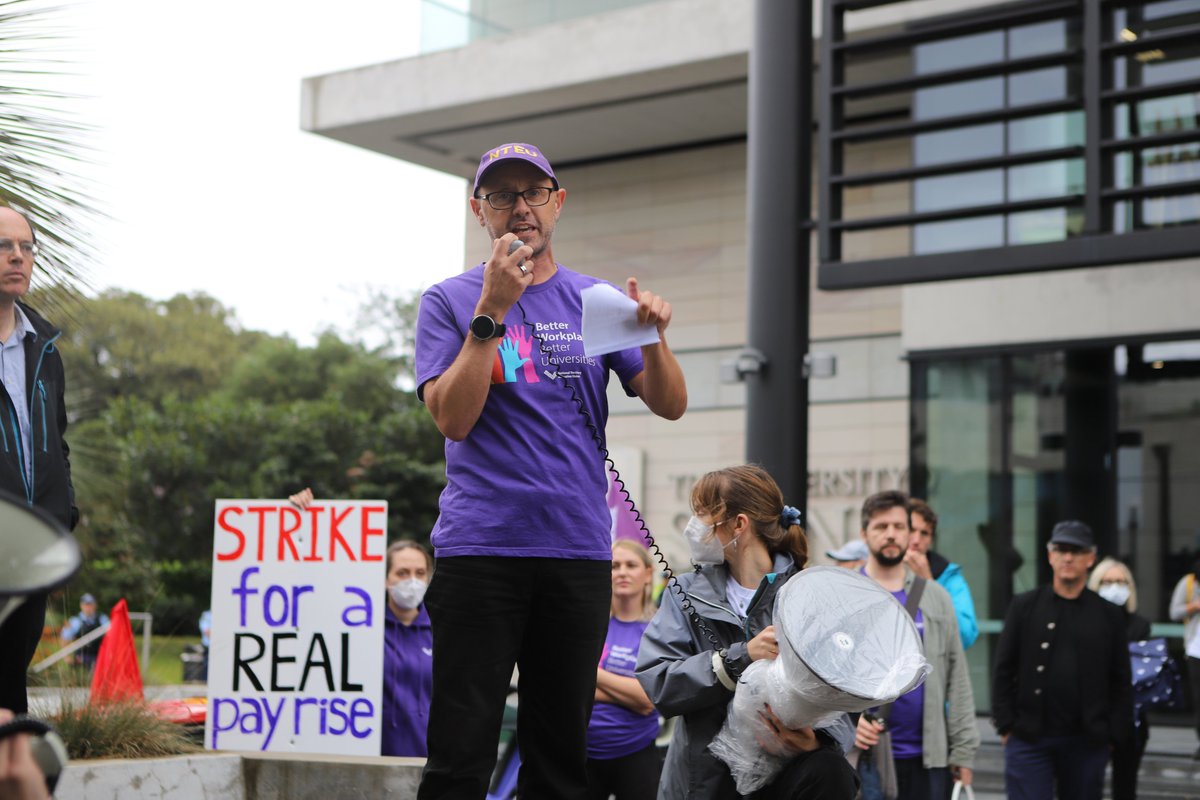 unionsnsw's tweet photo. "This government has been waging a war on higher education...the staff have had enough. The students have had enough." @DamienCahill8

Solidarity with @NTEUNSW members, students and the community holding the line at the #USydStrike and fighting for #betterunis https://t.co/VuJNsDPGaw