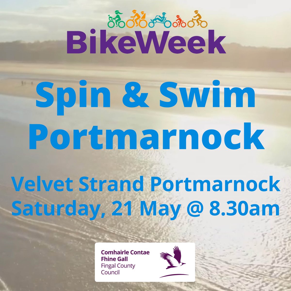 Fingalcoco's tweet photo. Spin to Portmarnock's Velvet Strand on Saturday morning 21st of May for an early morning swim to celebrate #BikeWeek22 - Register for this and a host of exciting Bike Week events on https://t.co/kfAWao82lf
#Daysoutdublin
#ActiveTravel
#Seaswimming
#EastCoast https://t.co/LWINIAfaOz