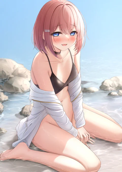 「み、水着流されちゃいました…」 