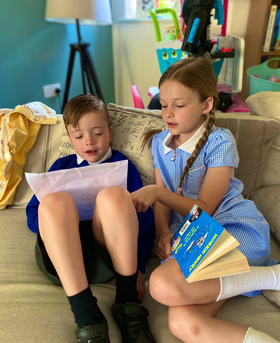 miss_chappers_'s tweet photo. Arabella made her own #bookbingo this week “Helping others to read” 
Phonics isn’t always George’s favourite thing to do.. but this week she’s taken time to help &amp; encourage him 💙
@MrsLancsStMarys 
@pinder_joanne https://t.co/1xQrfgrfha
