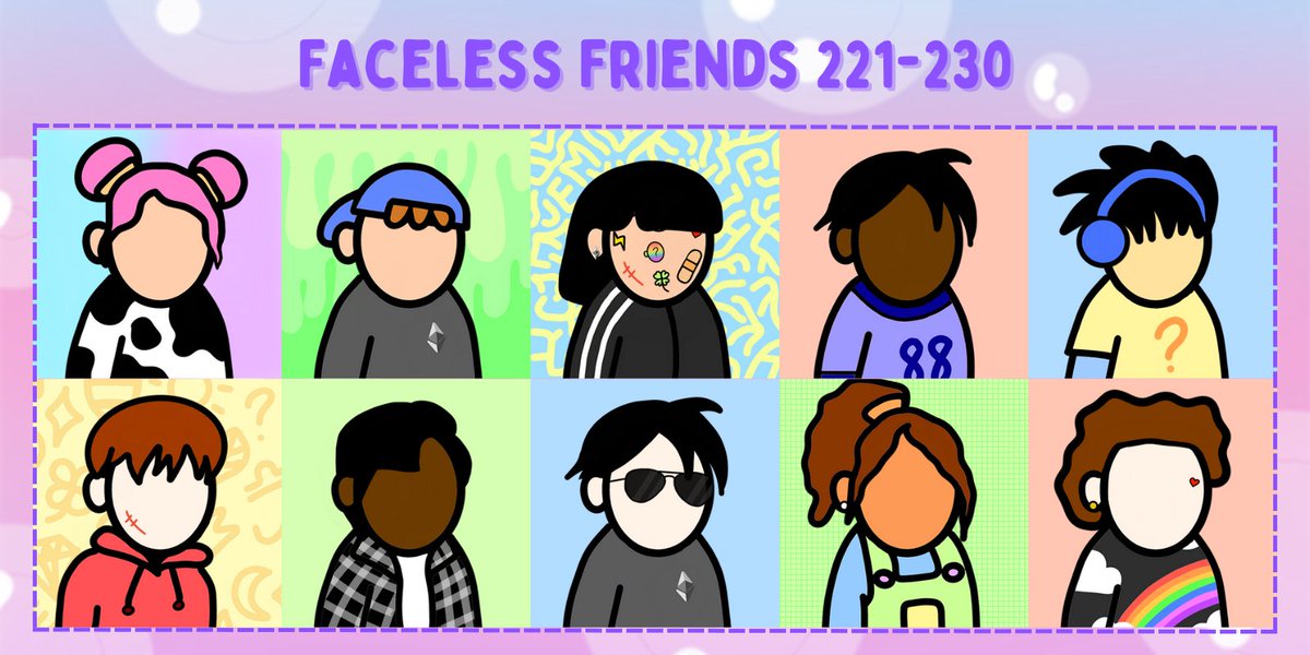 Hey Friends! Just dropped Faceless Friends #221-230
on Opensea!🌈 
🔗opensea.io/collection/fac…
<a href="/opensea/">OpenSea</a>
 #OpenSeaNFT  #NFTDrop #NFTCommunity #NFTCollection