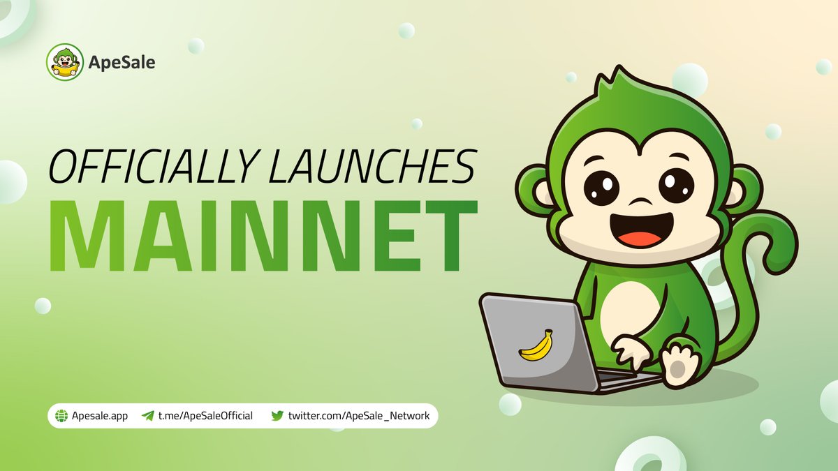 ApeSale_Network's tweet photo. ๐ฃ APESALE MAINNET LAUNCHING ANNOUNCEMENT
๐Congratulations on ApeSale's greatest and most important moment. To launch the Mainnet, the development team has been working non-stop for the past year
Read more: https://t.co/jnH38WrkVv
#ApeSale #Launchpad #cryptocurrecy
#BSC https://t.co/RHggPFJnob
