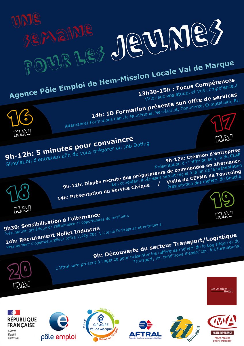 Karine PEIXOTO (@peixoto_pro) on Twitter photo 📢J-5 pour la semaine #Jeunes aux #PoleEmploi Hem et Croix et <a href="/Emploi_ValdM/">MDE - PLIE - Mission Locale ValdM</a>
🗓️Inscrivez-vous auprès de votre conseiller
🔝✅#1Jeune1Solution 💪#OnEstLàPourVous
#Formation #Emploi #Création 📢J-5 pour la semaine #Jeunes aux #PoleEmploi Hem et Croix et <a href="/Emploi_ValdM/">MDE - PLIE - Mission Locale ValdM</a>
🗓️Inscrivez-vous auprès de votre conseiller
🔝✅#1Jeune1Solution 💪#OnEstLàPourVous
#Formation #Emploi #Création