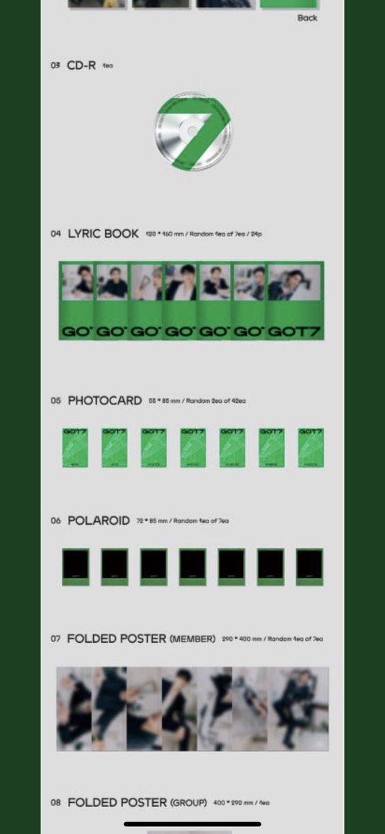 อัลบั้มใหม่กซว เปิดพรีวันนี้ค่า 

💚 ปกนอกมีแบบเดียว 
💚 ฟตบ 7 แบบ 7 เมม
💚 lyric book สุ่ม 1 จาก 7 
💚 การ์ด สุ่ม 2 จาก 42
💚 โพลารอยด์ สุ่ม 1 จาก 7 
💚 โปสพับเมมเบอร์ 1 จาก 7
💚 โปสเตอร์วง 1 

📌 ราคา 15,500 วอนประมาณ 430 บาท (อิงตามชินนารา)