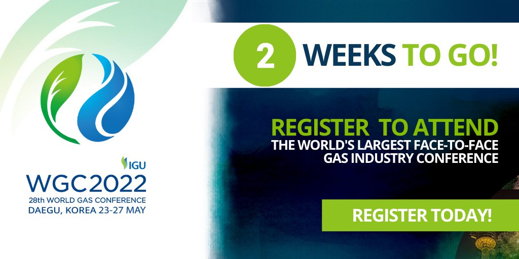 It is less than two weeks left until the WGC2022! Register for #WGC2022 today at wgc2022.org.

#2weeks #WorldGasConference #SustainableFuture #Daegu #Korea #WGC2022 #Conference #Exhibition #Energy #LNG #Hydrogen #GreenGases #EnergyIndustry #WGC2022