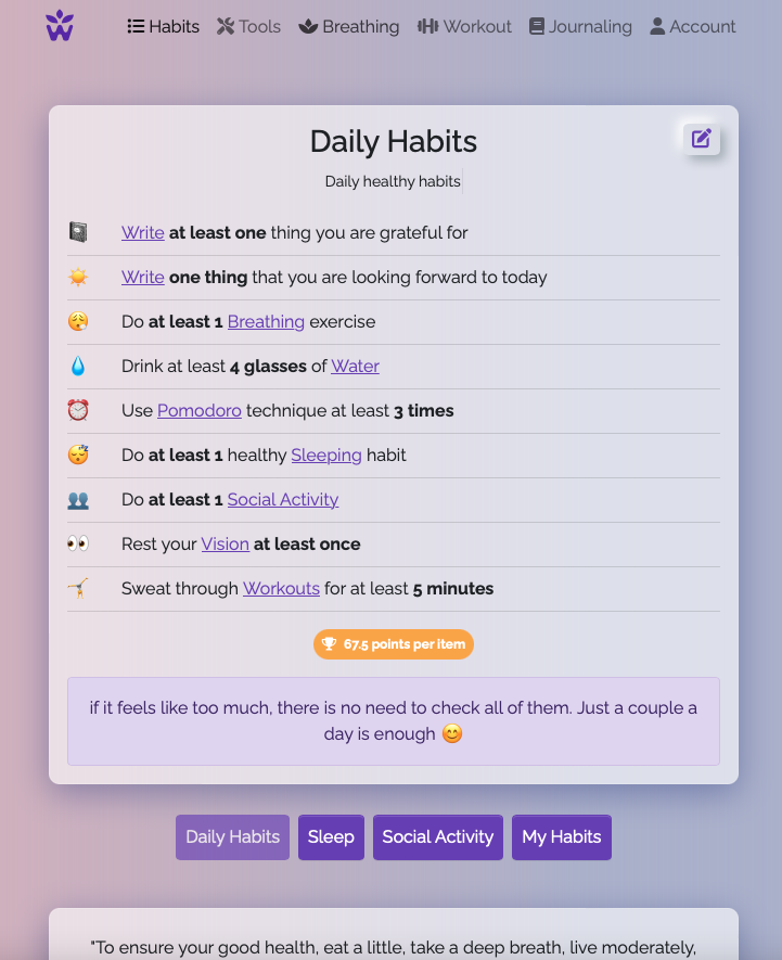 RaduCarlig's tweet photo. @mijustin Create an onboarding page so people are not overwhelmed by all these awesome habits https://t.co/D7V4BlZOaa